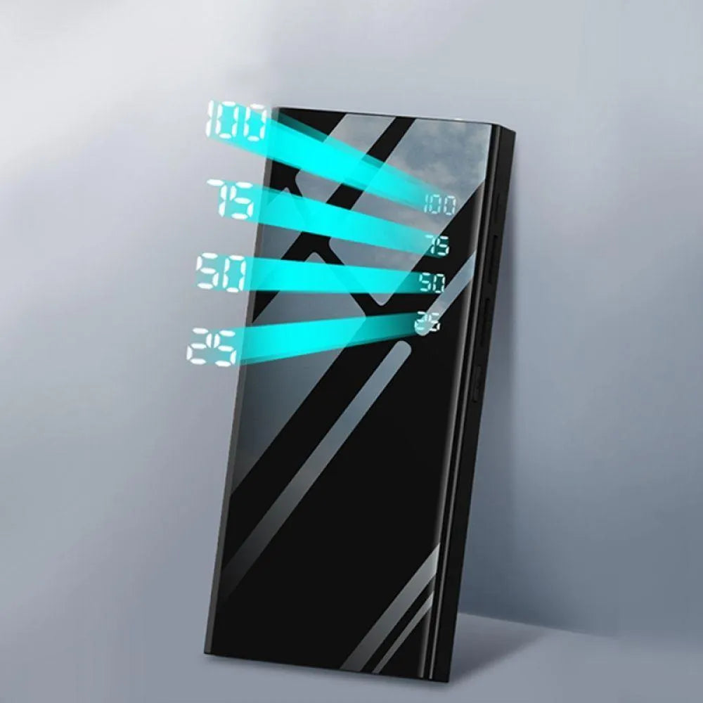 20000mAh LCD display power bank with dual USB ports in black, red, or white colour options