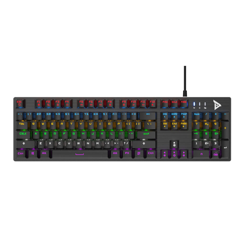 Real wired mechanical keyboard with RGB backlight, 104 keys, metal frame, USB cable