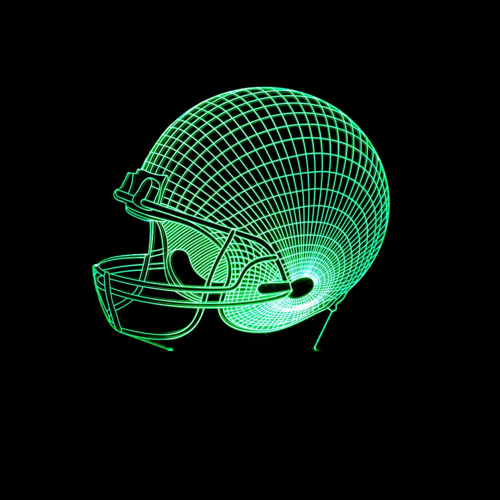 Rugby hat 3D lamp with USB power supply and 3 W light source, available with colourful touch or remote control.