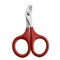 Stainless steel pet nail clippers with coloured plastic and rubber handle for dog and cat grooming