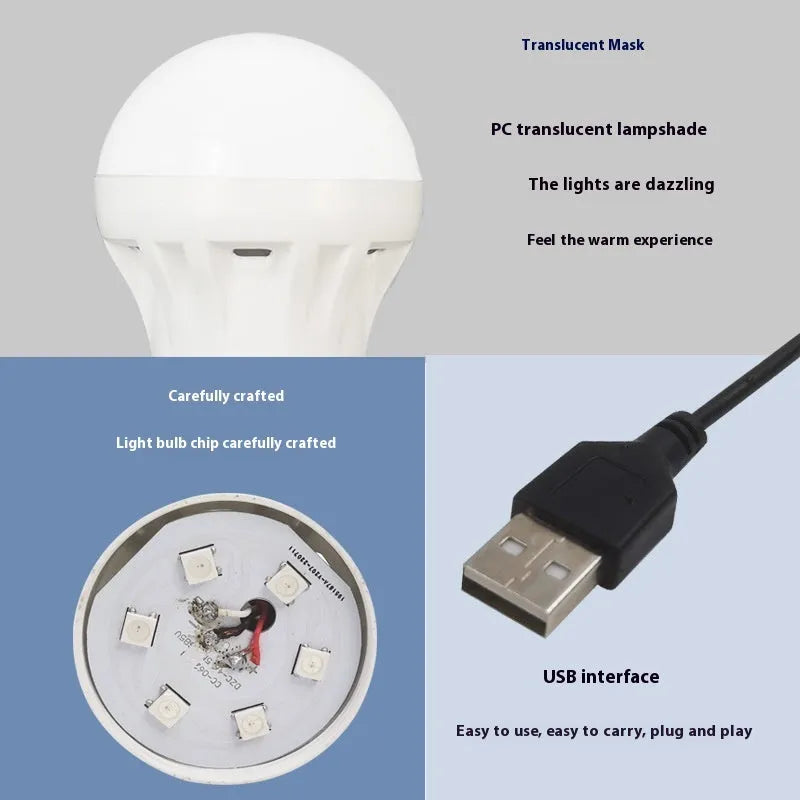 USB RGB magic colour bulb with 2.4 metre wire control for flexible decorative lighting