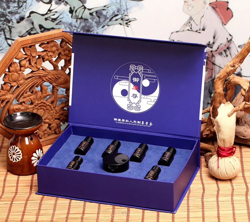 Hot compress health mud set with six bottles of herbal oil and one bottle of ginger moxibustion film