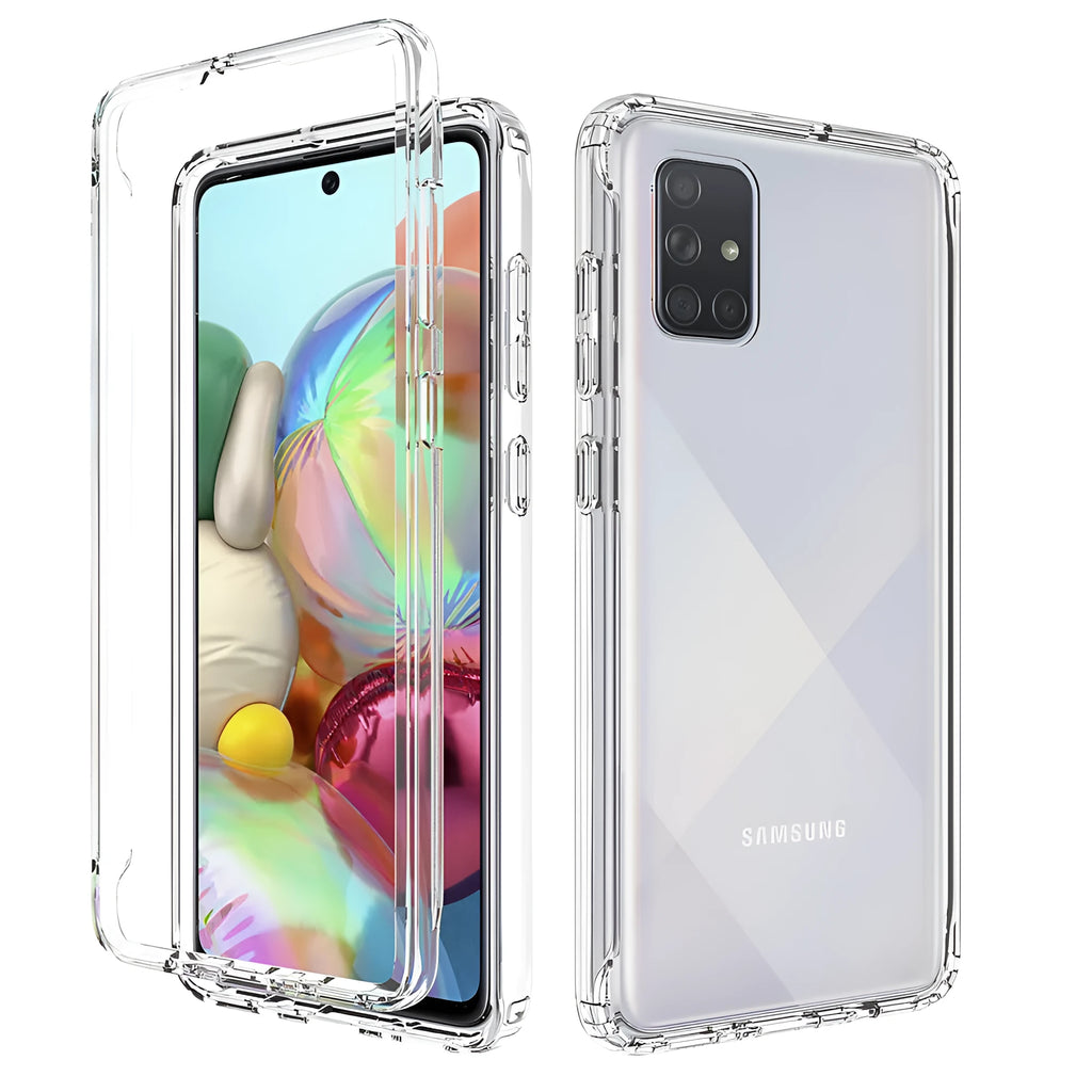 Transparent anti-drop phone case for Samsung Galaxy devices showing clear construction