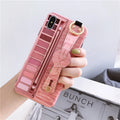 Rose red phone case compatible with iPhone 7/8 Plus with integrated eye shadow box and wristband