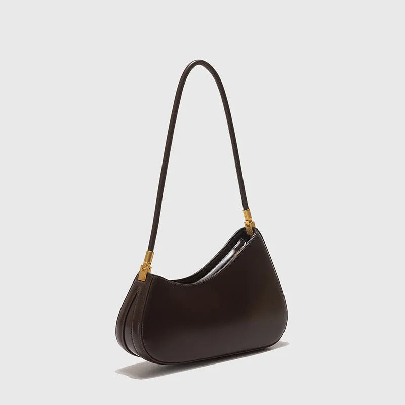 Women's oval PU leather underarm bag in retro style with single shoulder strap
