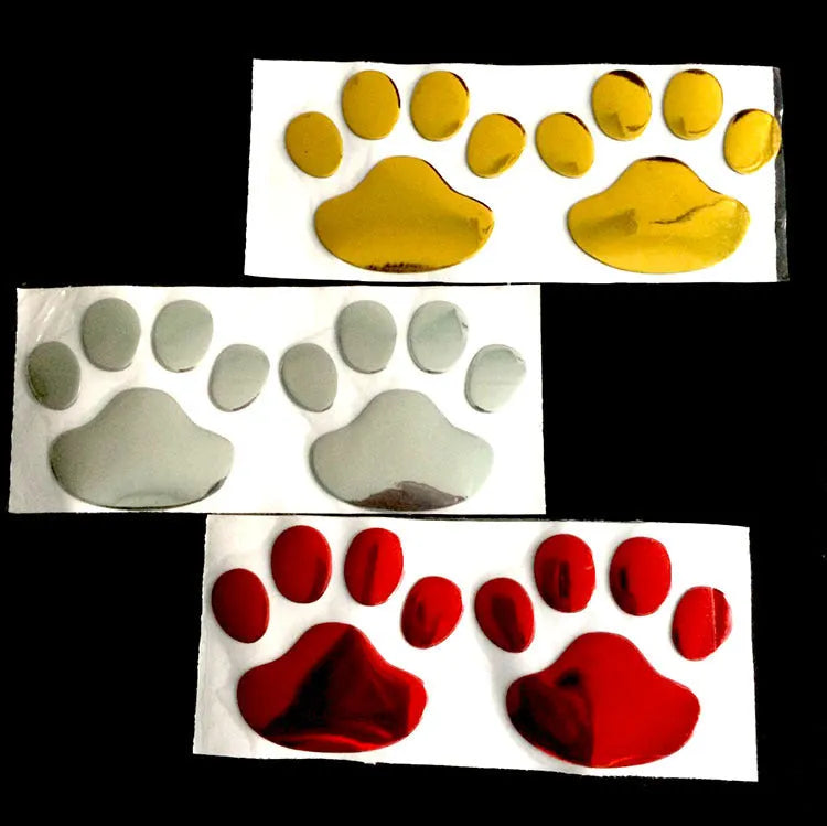 PVC footprint 3D body decoration sticker 60x60mm chrome finish in four colours Silver Gold Red Black