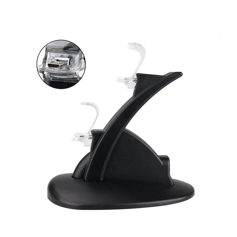 Black Xbox dual controller charging dock station for Xbox One and Xbox One S gamepads.