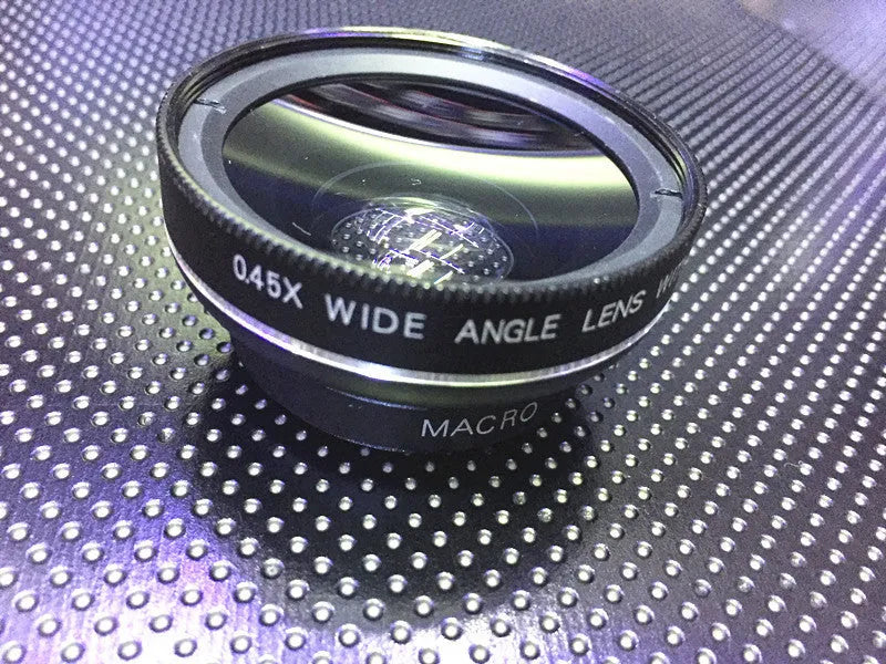 0.45X wide angle mobile phone lens attachment in black, gold, rose gold, and silver colours