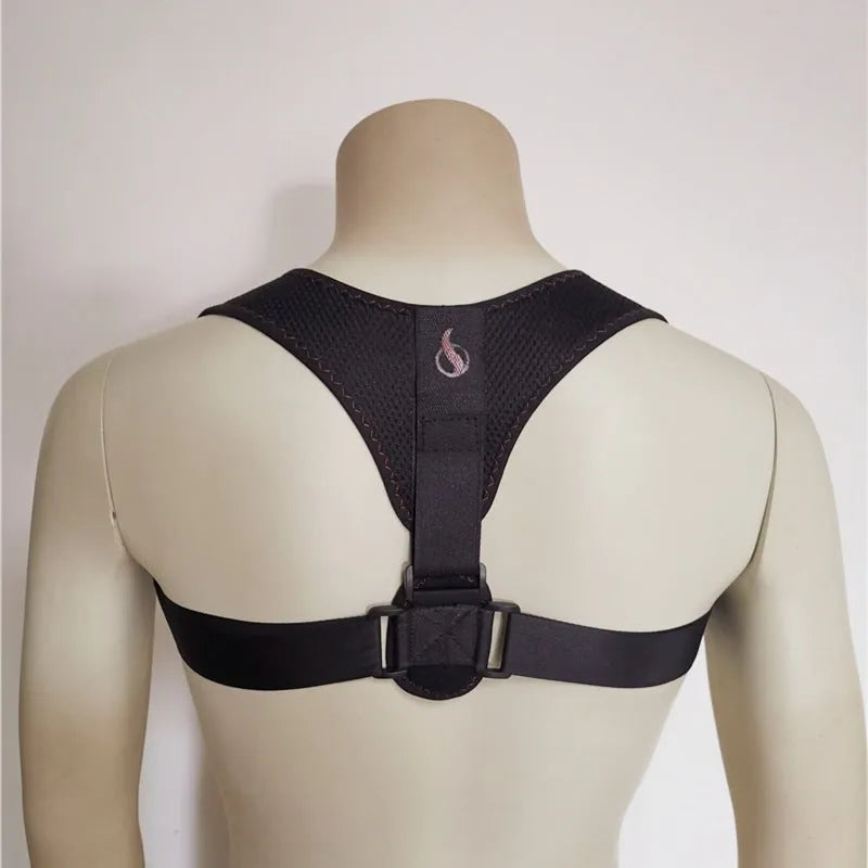 Adjustable clavicular posture correction belt with shoulder straps on a colour box.