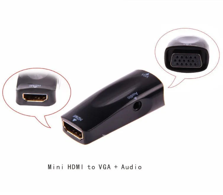Compact black aluminium HDMI to VGA video adapter and converter
