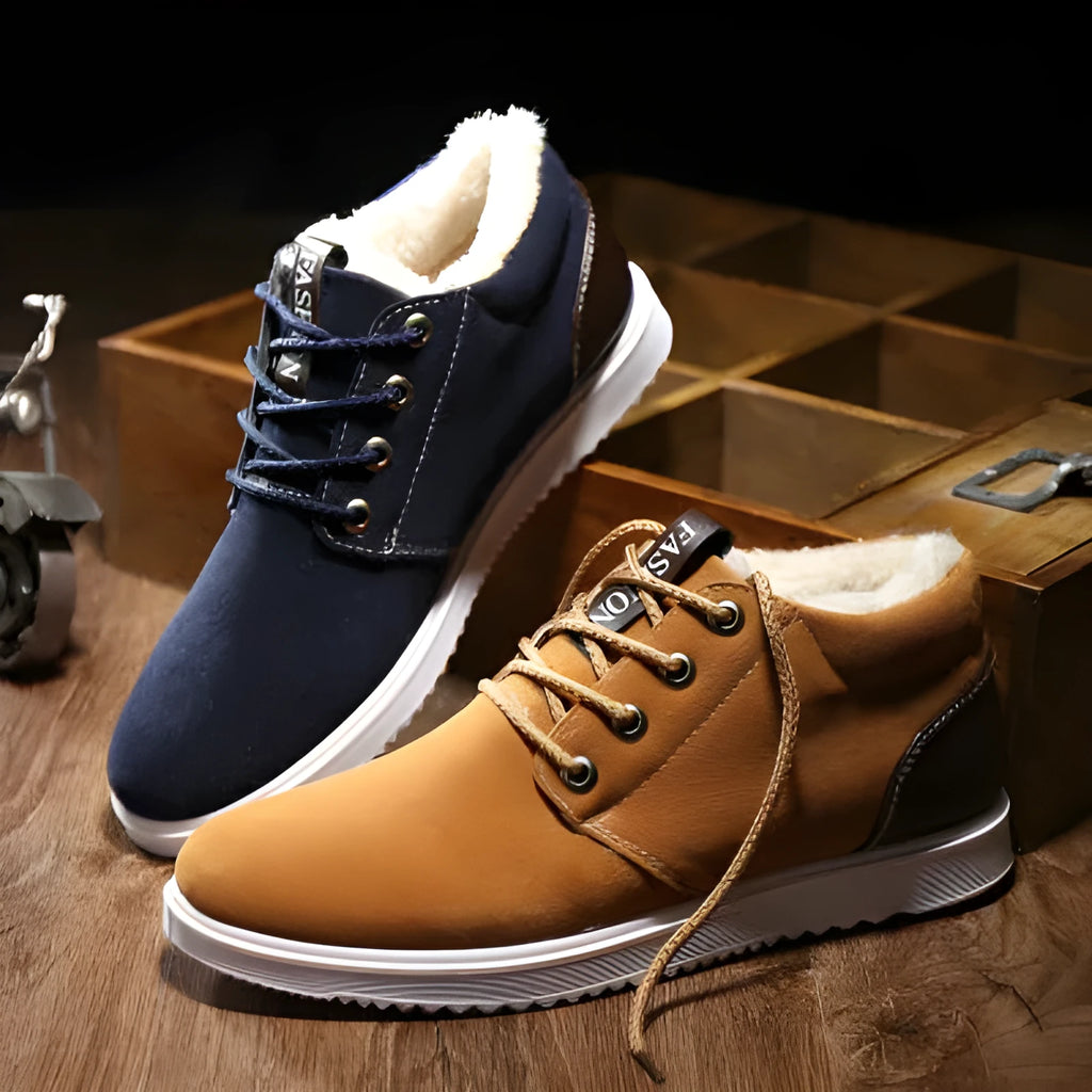 Winter men's casual shoes in black, scrub and cotton construction, 1200 British style, size 39-44
