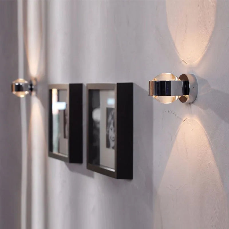 Modern small wall lamp in chrome finish for bedside or hallway 220V