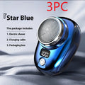 Mini portable men's shaver with digital power display in silver colour