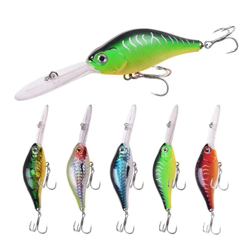 Little fat man Mino fishing lure showing floating rock design and deep diving tongue board