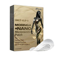 A pack of four clear nano microneedle hydrogel patches for forehead application.