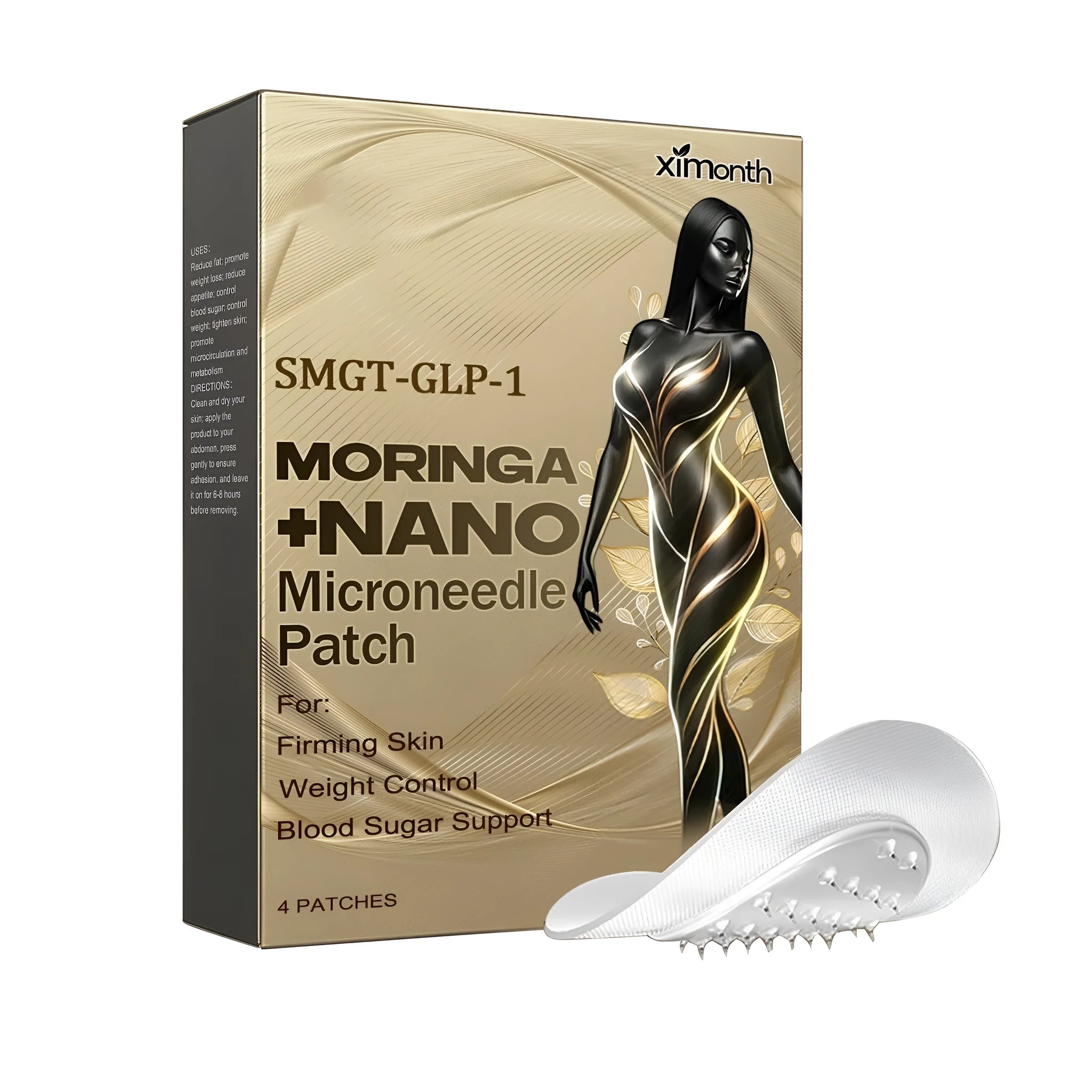 A pack of four clear nano microneedle hydrogel patches for forehead application.