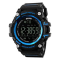 GIMTO sports health smart watch with 50mm round dial on silicone strap, blue colour, showing altitude and temperature display