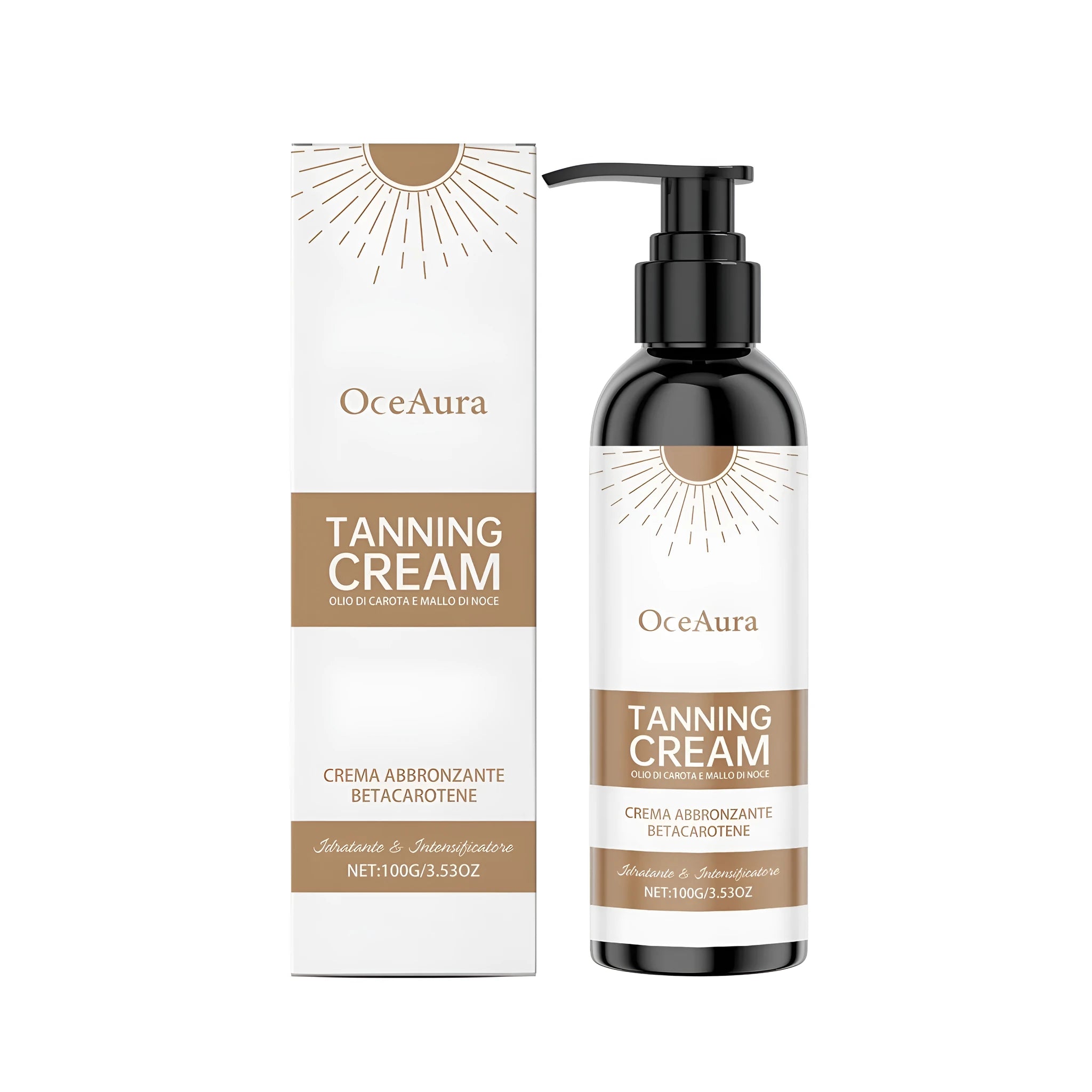 100g pot of moisturising blackening cream for skin with carrot oil and walnut extract.
