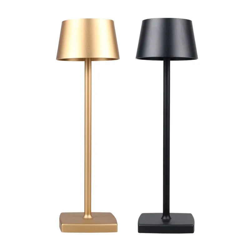Touch control bedside lamp with aluminium alloy shade, 39.3cm tall, in black white gold blue grey pink or red