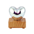 3D love glass small night lamp silver colour USB powered with electroplated glass and wood base 73x84mm
