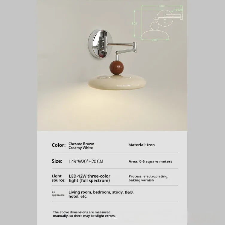 Antique style camera arm wall lamp in black finish with three colour temperature settings
