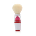 Single portable blush brush with sponge head puff, synthetic hair, and plastic handle in pink colour