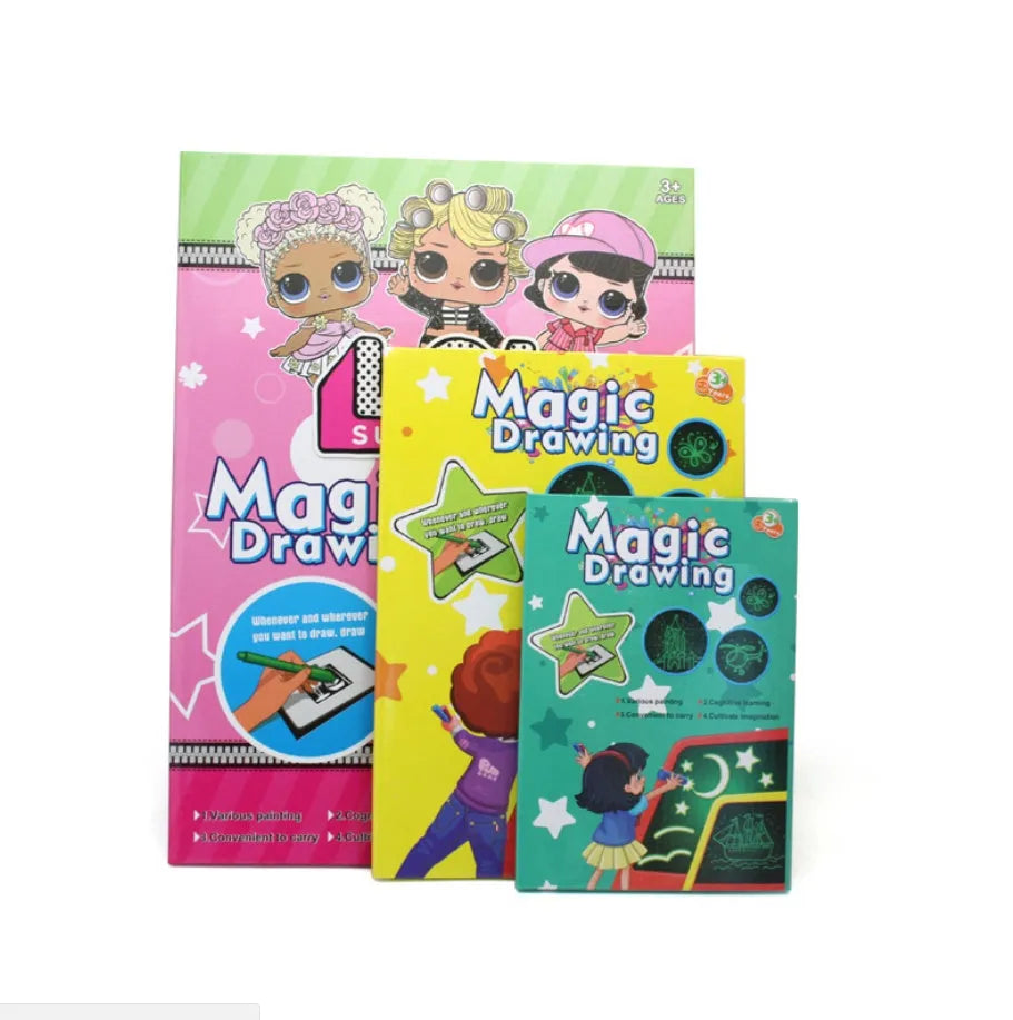 3D fluorescent board in A3 A4 A5 plastic sizes with colour box and pen options