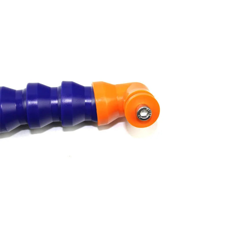 Blue car dent repair tool with suction cup and adjustable bracket on a metal car panel