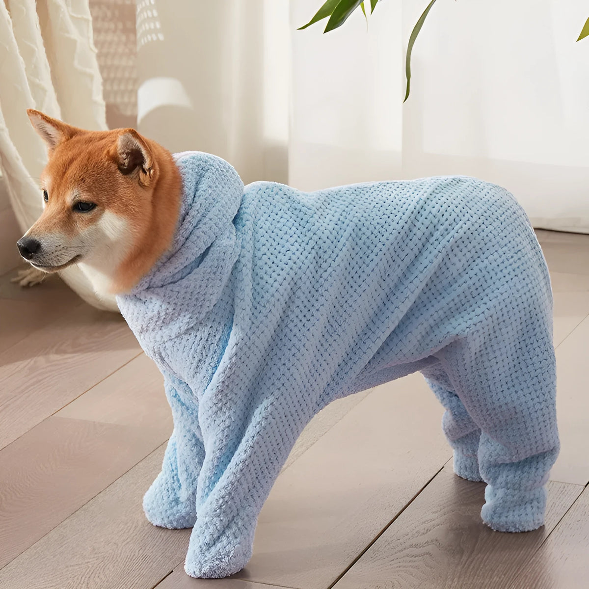 Absorbent cotton pet towel in wearable and scrubbing colour, thickening and quick-drying, sizes S to XXXL.
