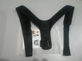 Black elastic posture corrector belt with adjustable webbing on a light background