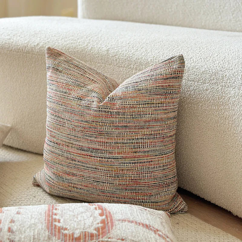 American-style jacquard sofa cushion cover with paisley pattern in amber colour tones