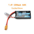 7.4V 1200mAh RC lithium battery with T-plug connector