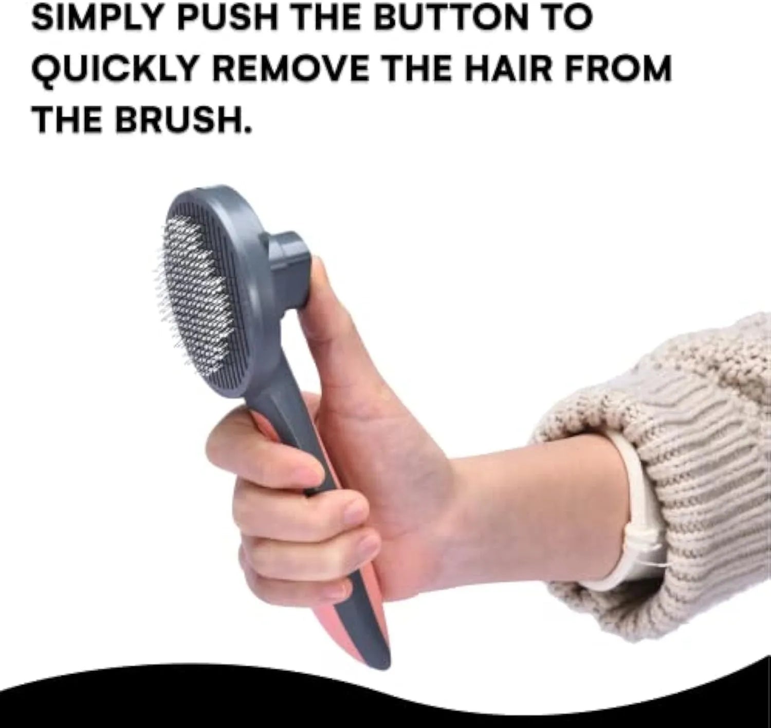 Self cleaning pet slicker brush in grey, green or pink with one-click button and massage bristle tips