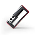 Professional black and red 3-stage knife sharpener with non-skid rubber feet