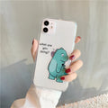 Transparent iPhone case with dinosaur couple design showing airbag anti-fall protection