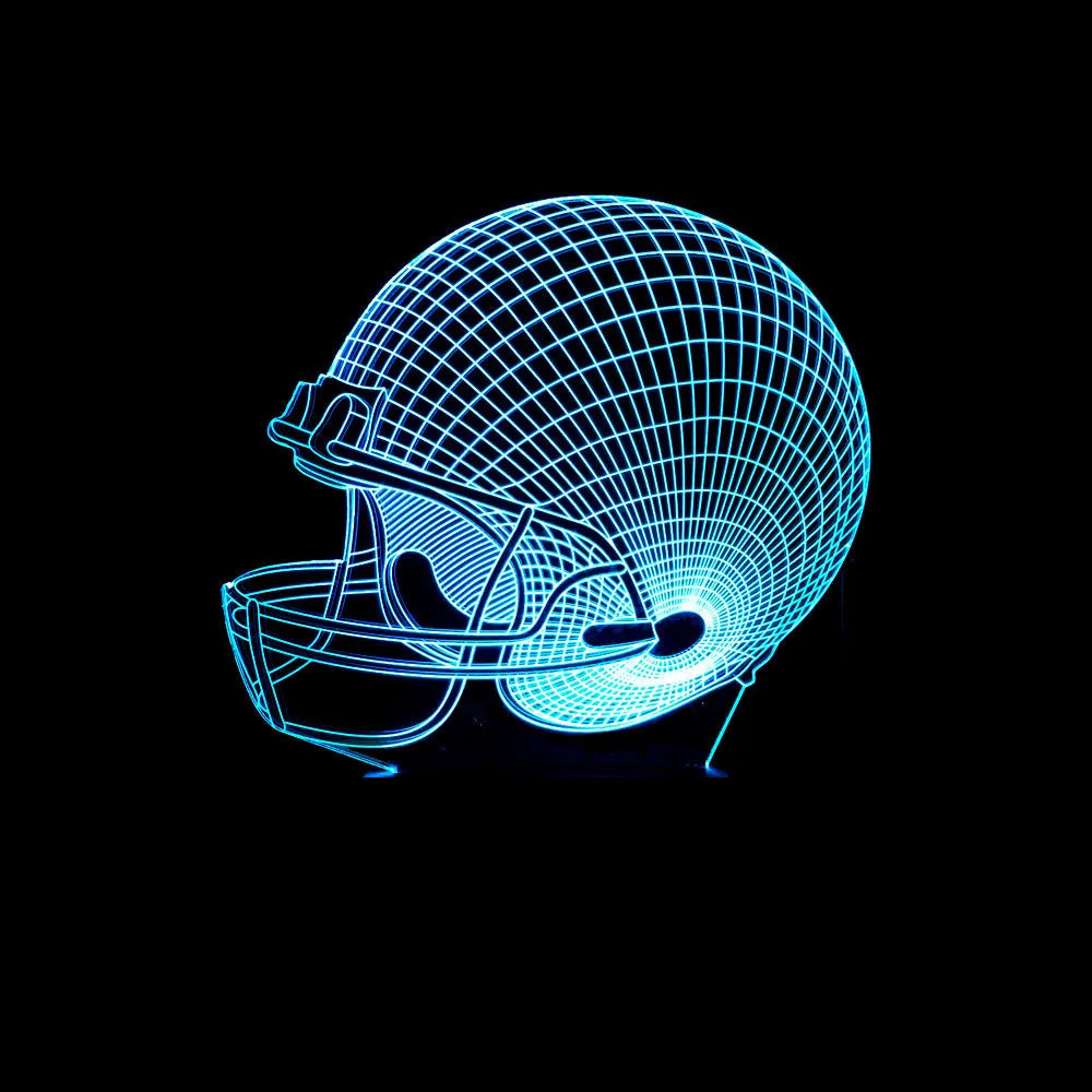Rugby hat 3D lamp with USB power supply and 3 W light source, available with colourful touch or remote control.