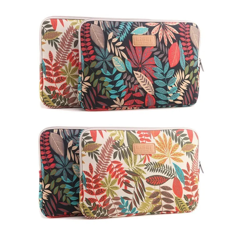 LISEN colorful leaf notebook sleeve bag for 15.6 inch laptop and tablet in black, blue, gray or white