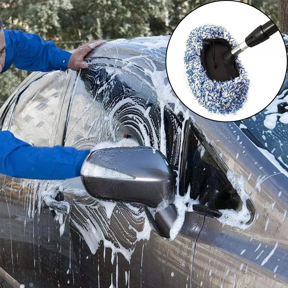 Replacement cloth cover for a car long handle cleaning brush on a plain background.