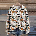 Digital print 3D effect round neck women's sweater in polyester, regular fit, available in multiple sizes