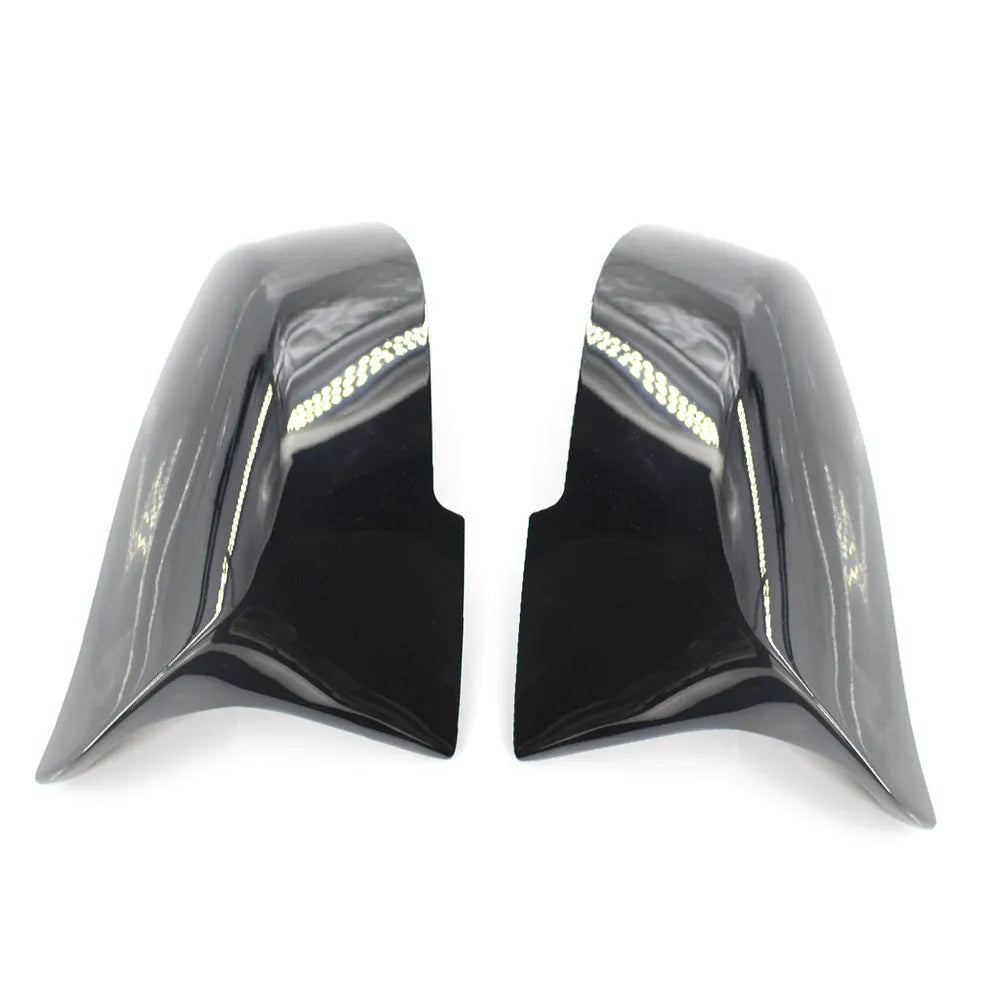 Pair of paint bright black modified horn-shaped rear-view mirror shells for BMW 3 Series and 4 Series F20 F30 models