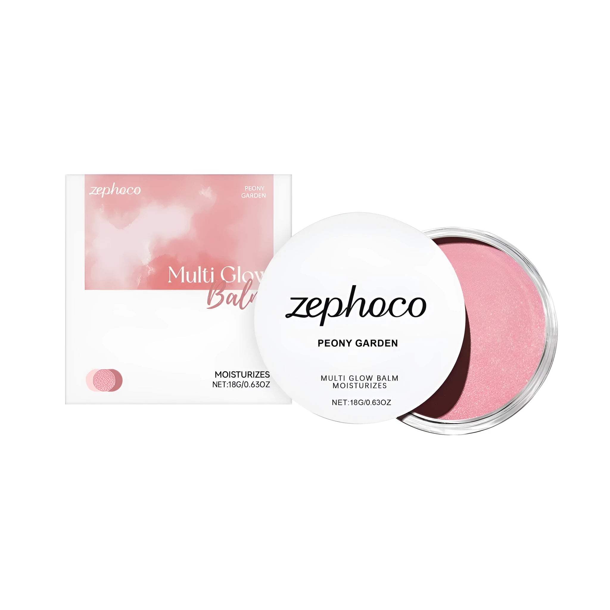 Multi Glow Balm blush cream in a compact container with three style options available.