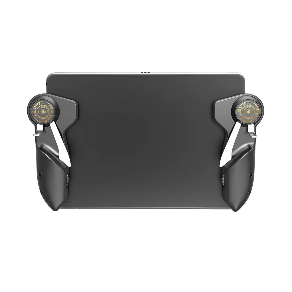 Black six-finger iPad PUBG game controller trigger with adjustable ergonomic silicone grip