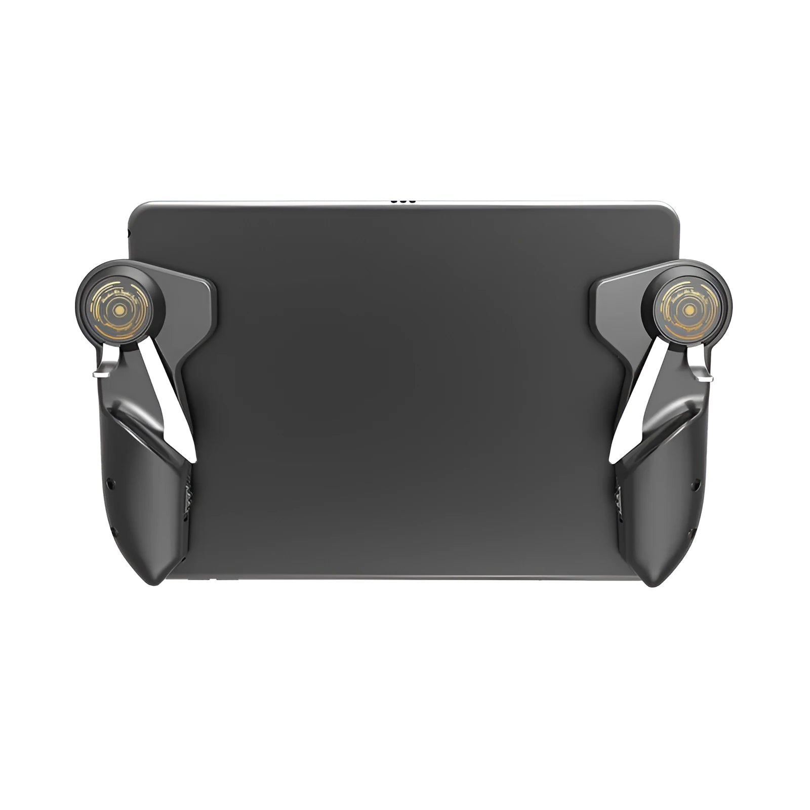 Black six-finger iPad PUBG game controller trigger with adjustable ergonomic silicone grip