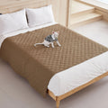 Waterproof non-slip pet mattress in dark grey, light grey, khaki, or brown, cloth material, sizes from 100x127 to 200x305