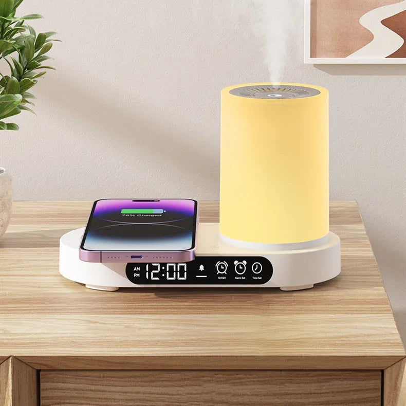USB desktop ultrasonic aroma diffuser heavy fog white light wood grain touch control timer