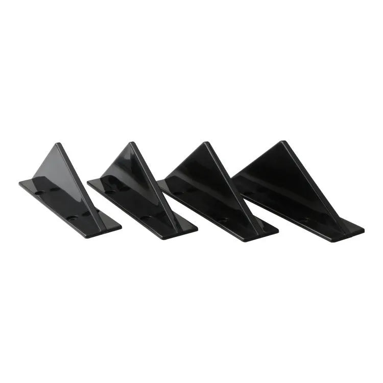 Four triangle car rear spoilers in ABS plastic with bright black and carbon fibre finish options