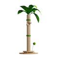 Vertical cat scratching post with natural hemp rope column and square wooden perch in Canna finish.