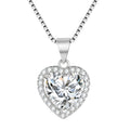 Silver heart pendant necklace with white diamond imitation moissanite on a copper chain, 45cm length, trendy style, 2023 new design