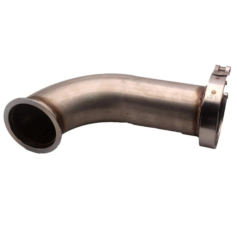 Stainless steel V-clamp short pipe downpipe for appliance connections.