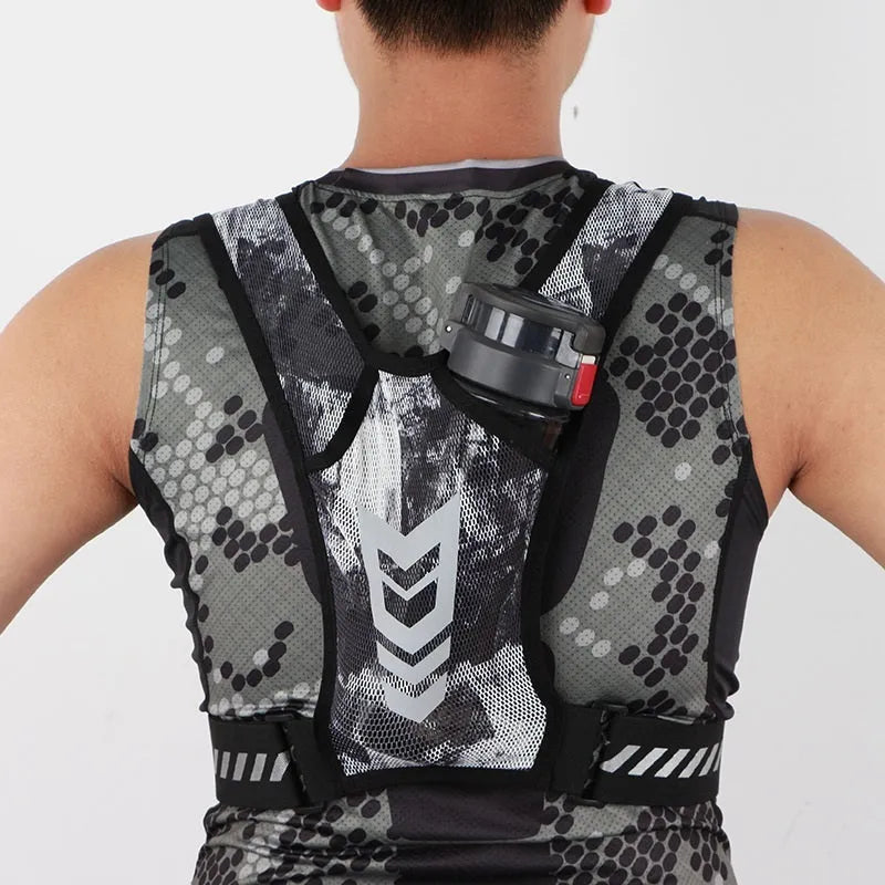 Breathable large capacity polyester chest bag in black for outdoor sports, free size adjustable waist strap
